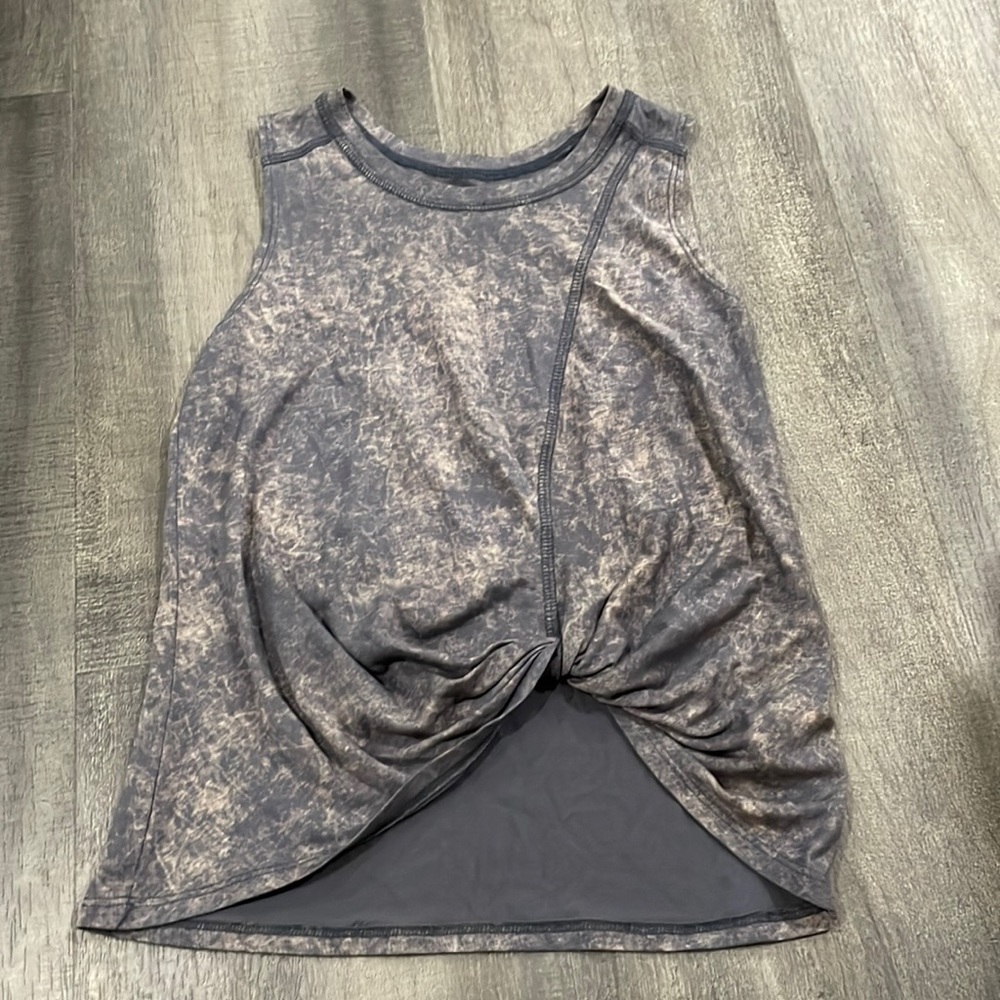 Zella Girl l Knot ‘Sassy’ Tank Gray Tye Dye Tank 7-8